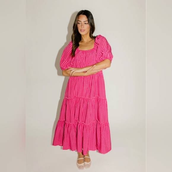 ZOCO EXCLUSIVE Daymaker Dress Pink Gingham Maxi Dress Size S - Picture 2 of 14